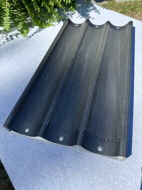 Chicago Metallic Perforated Baguette Pan, 3-Slot Non-Stick French Bread Baking